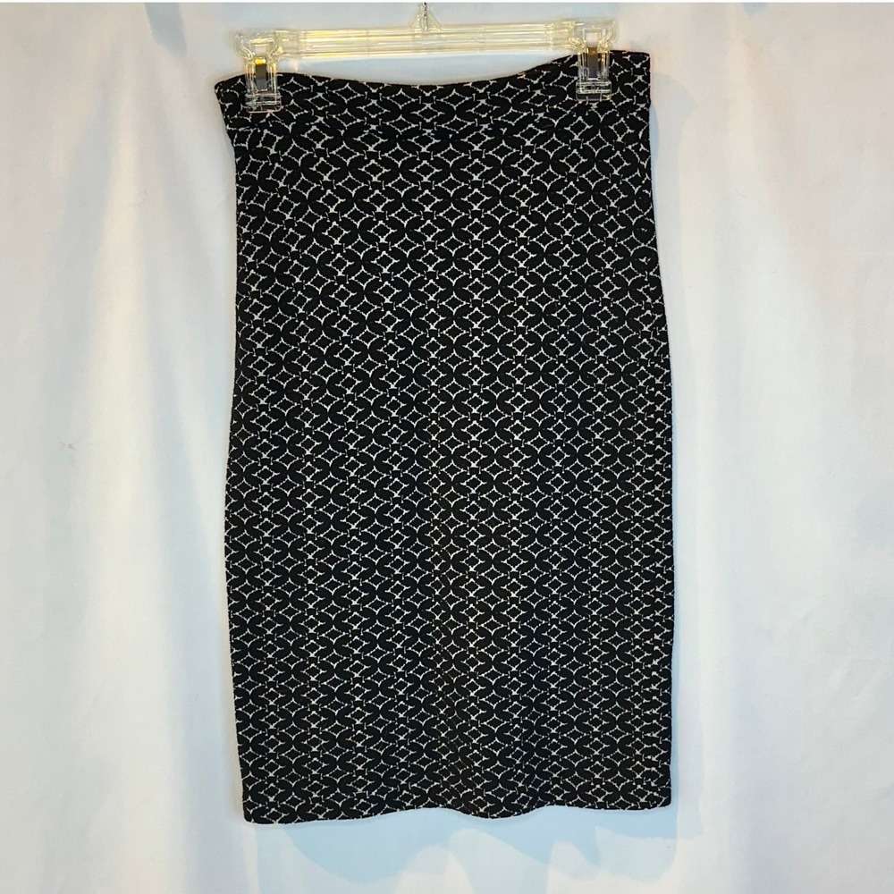 Maeve Anthropologie Womens XS Pencil Skirt Black White Geometric Textured Knit